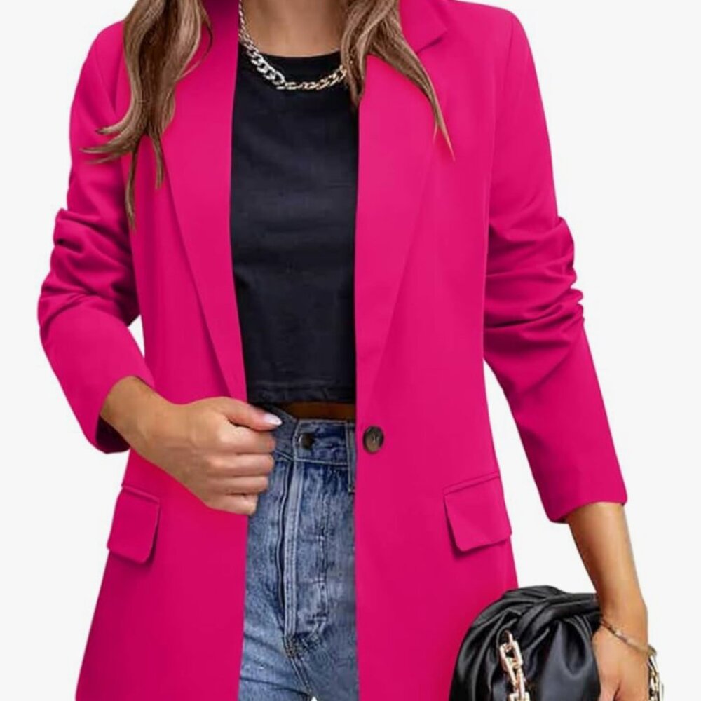 Hot Pink Oversized Women's Blazer